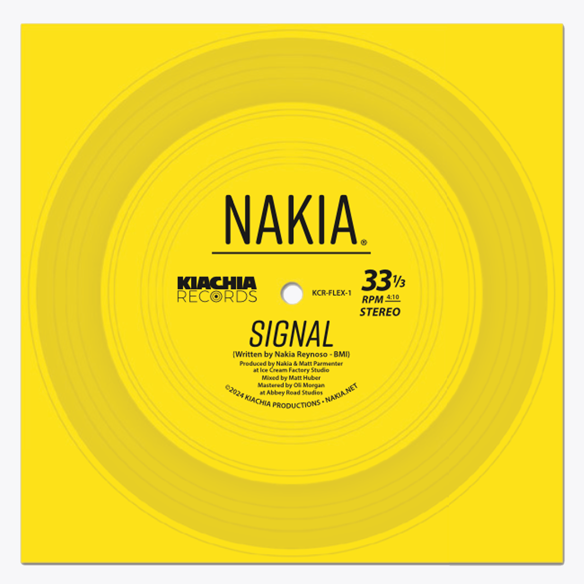 A digital rendering of the limited edition vinyl flexi-disc single of Nakia's song "Signal."